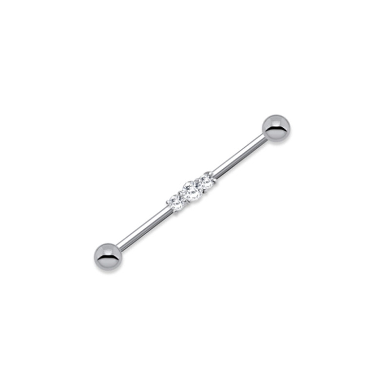 Piercing industriel oreille triple strass - Tarawa.com