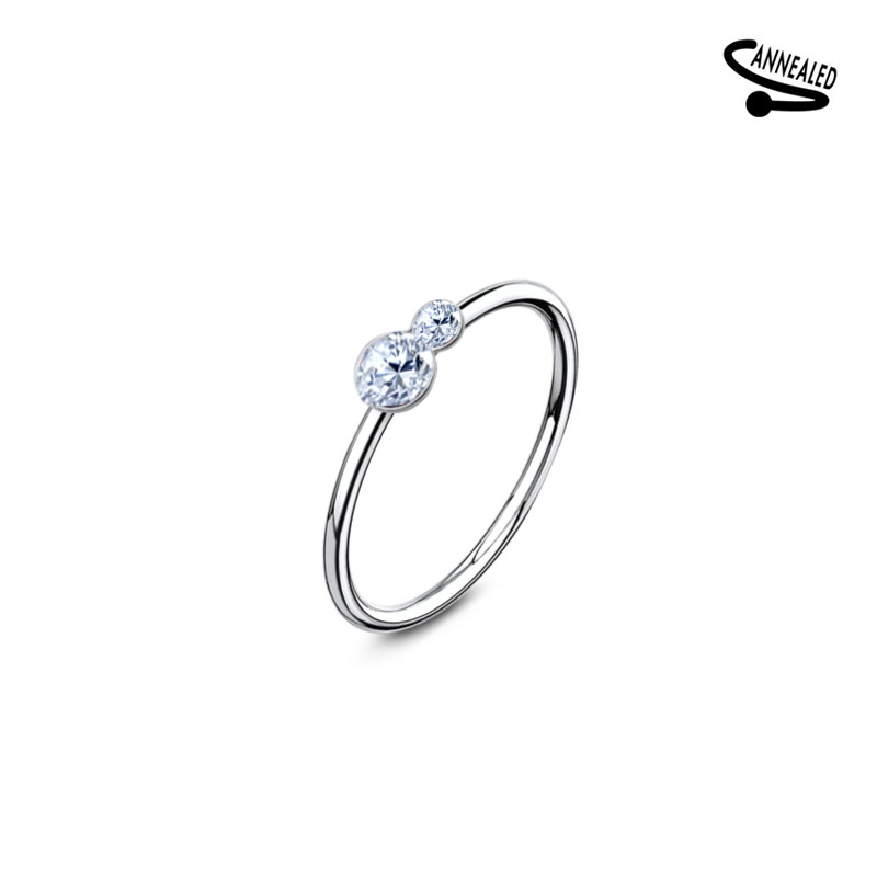 Piercing anneau nez deux strass en argent