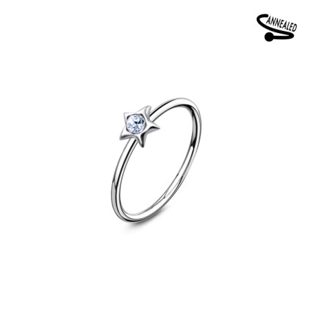 Piercing anneau nez en argent étoile CZ