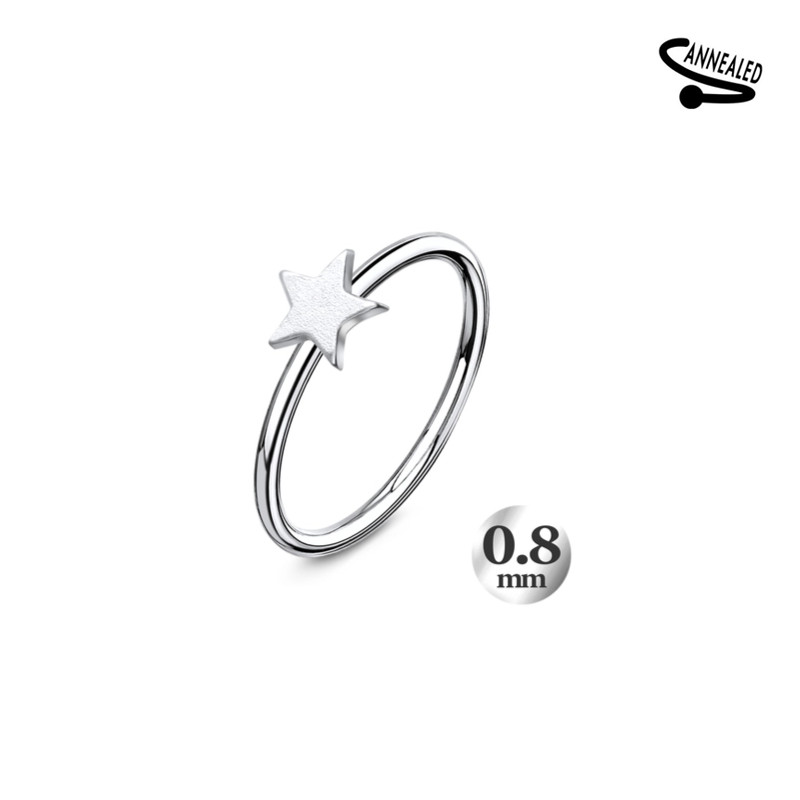 Piercing anneau nez étoile 0.8mm en argent 925