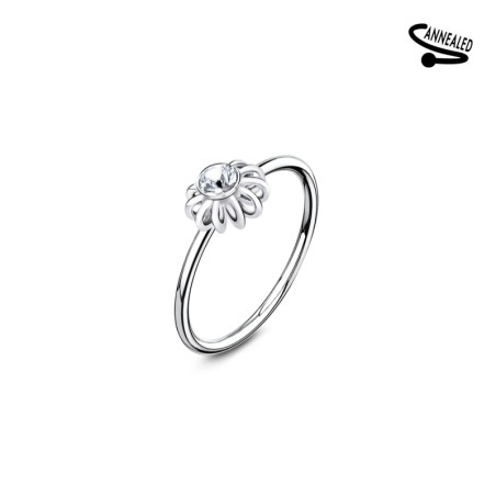 Piercing anneau nez fleur spirale CZ en argent 925