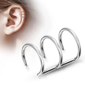 Faux piercing cartilage triple anneau acier