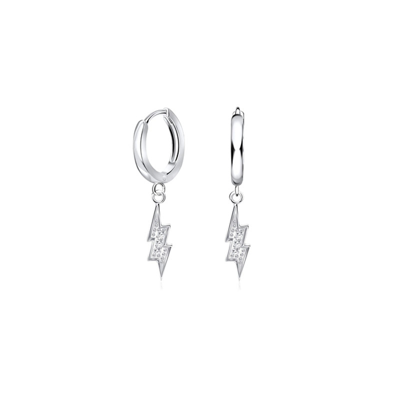 Boucles d'oreilles anneau éclair pendante en argent