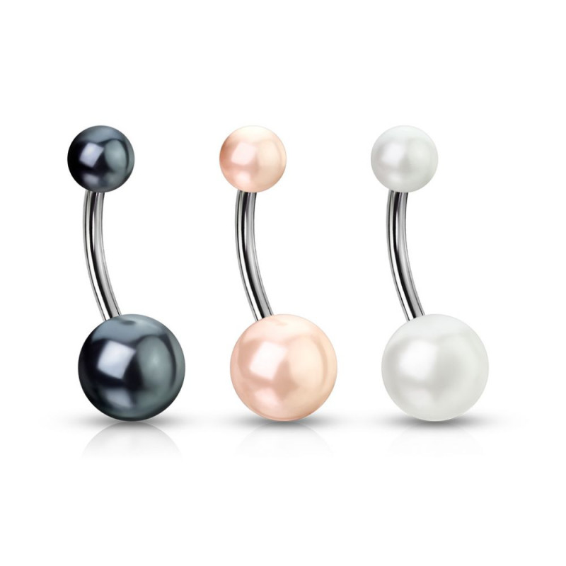 piercing nombril imitation perle acrylique barre en acier chirurgical léger et confortable