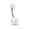 Piercing nombril imitation perle de culture blanche