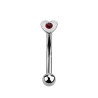 Piercing arcade acier chirurgical cœur strass rouge