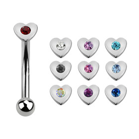 Piercing arcade acier chirurgical cœur strass