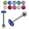 Piercing langue boule plate pierre autrichienne