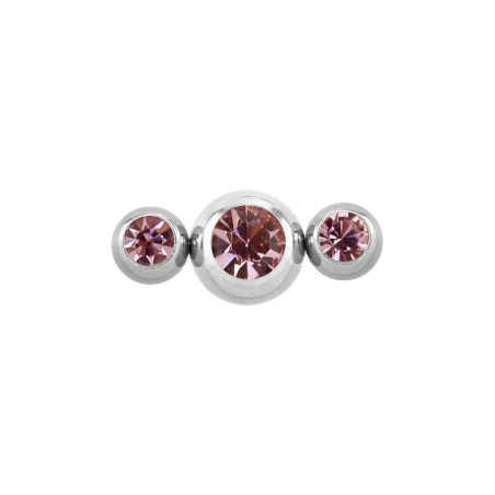 Piercing langue 3 billes strass lilas