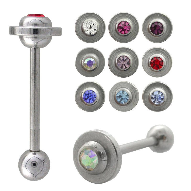 Piercing langue plateforme avec strass