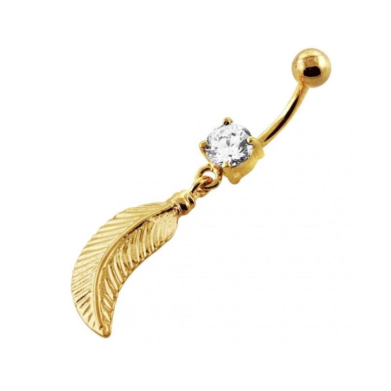 Piercing nombril plume plaqué or