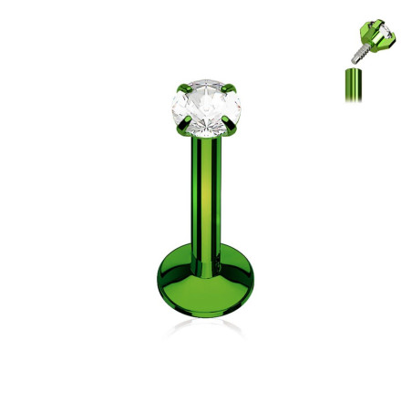 Piercing de lèvre labret Anodisé titane anodisé de couleur vert micro cristal