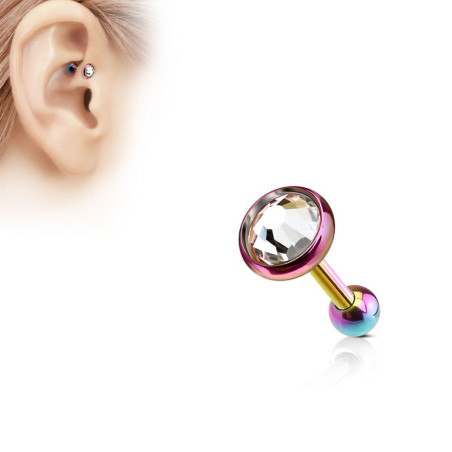 Piercing oreille acier chirurgical fioul cristal rond pour piercing tragus piercing hélix et piercing lobes d'oreille