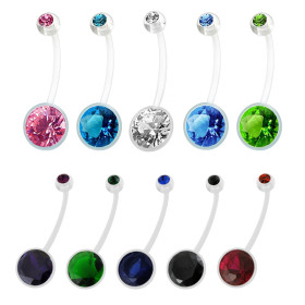 Lot De 4 Piercings De Nombril Pour Grossesse – Barre Acrylique 25 Mm, Boules Acier 316L, Anti-allergique