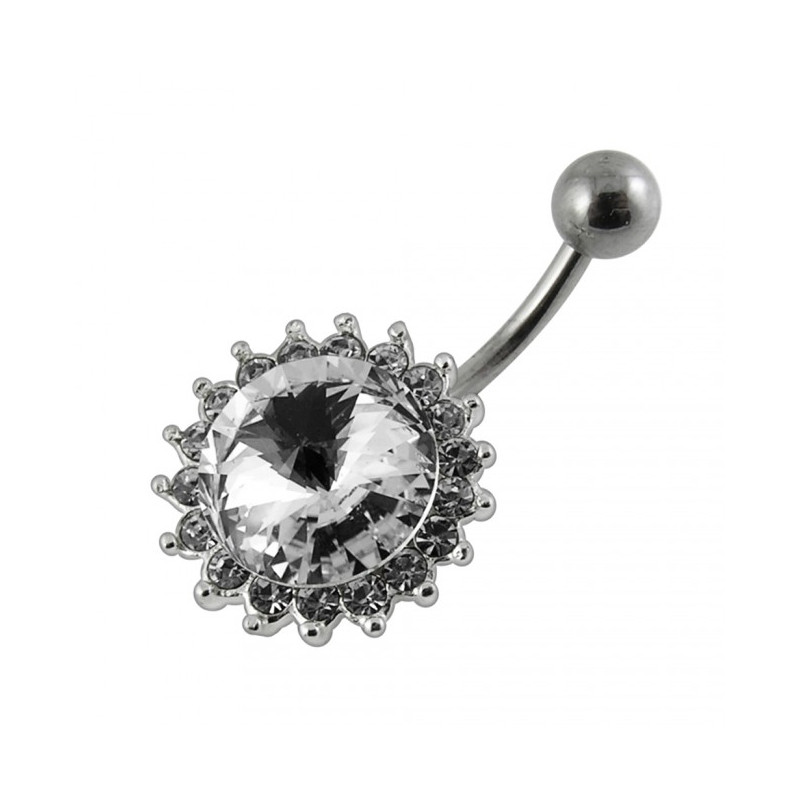 piercing ventre soleil argent sans pendant blanc