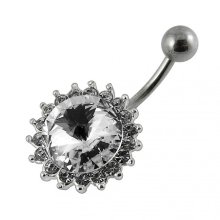 piercing ventre soleil argent sans pendant blanc