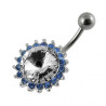 piercing ventre soleil argent sans pendant bleu ciel