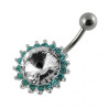 piercing ventre soleil argent sans pendant turquoise