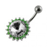 piercing ventre soleil argent sans pendant vert