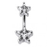 Piercing nombril double étoile argent