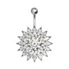 Piercing nombril fleur cristal barre titane monture argent - Tarawa