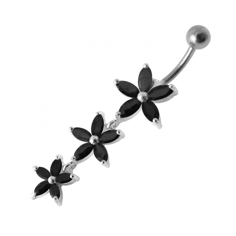 piercing de nombril pendant fleur argent