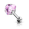 Piercing oreille tragus piercing hélix et cartilage cristal couleur rose forme coeur