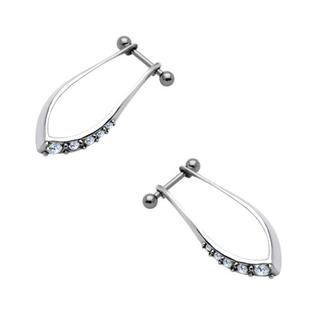 Piercing oreille Hélix 5 strass en acier