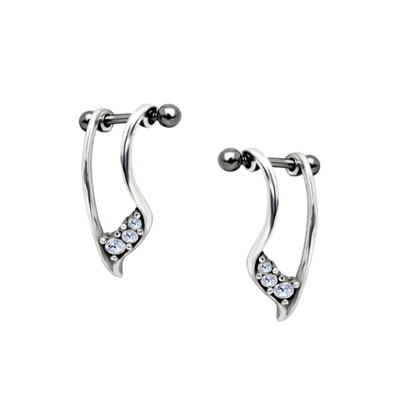 Piercing oreille Hélix bouclier long en acier chirurgical - Tarawa.com