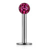 Piercing labret bille cristal fushia