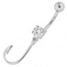 Piercing nombril hameçon en argent blanc