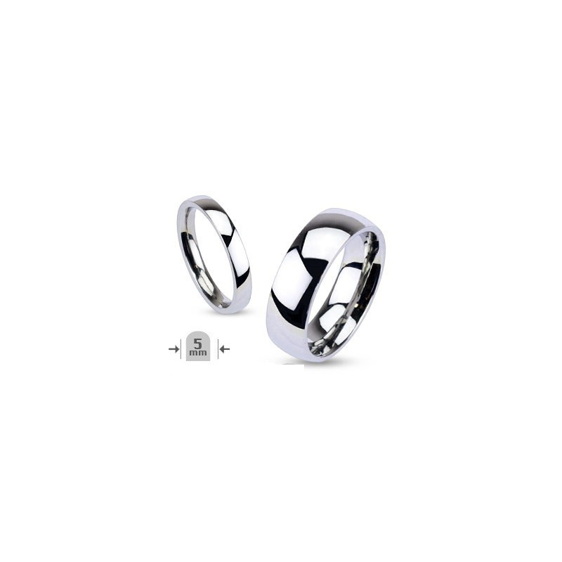 Bague Aliance 5mm en acier inoxydable bague anneau pour homme en acier polis de grande qualité