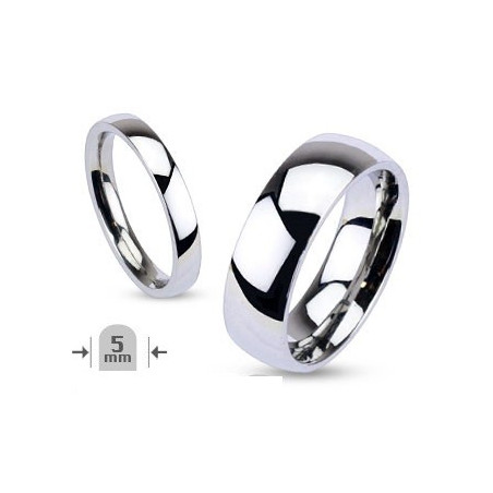 Bague Aliance 5mm en acier inoxydable bague anneau pour homme en acier polis de grande qualité