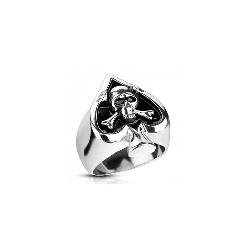 Bague acier inoxydable skull As de Pique tête de mort