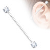 Piercing oreille industriel avec strass blanc