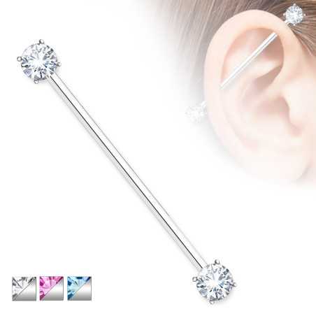 Piercing oreille industriel avec strass