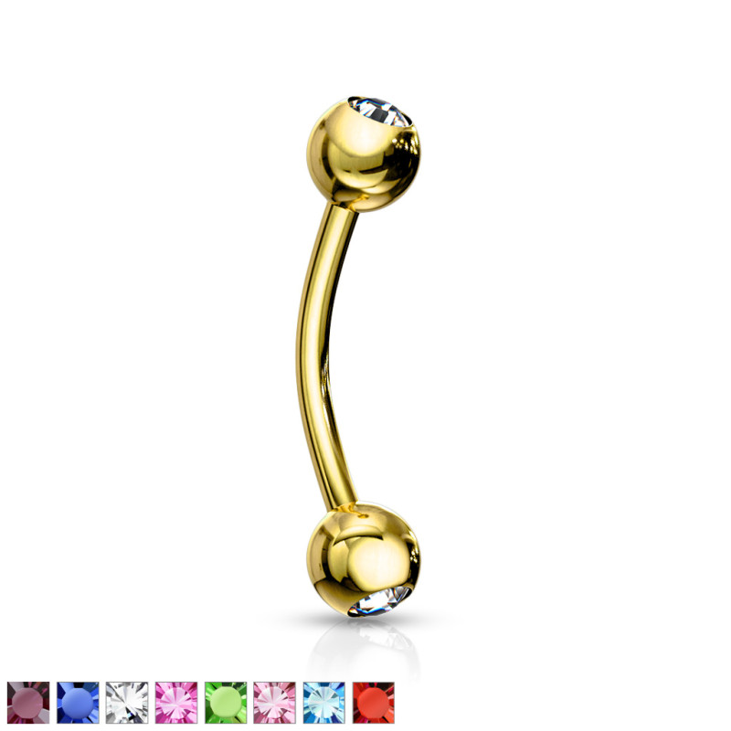 Piercing arcade doré en acier chirurgical bille 3 mm