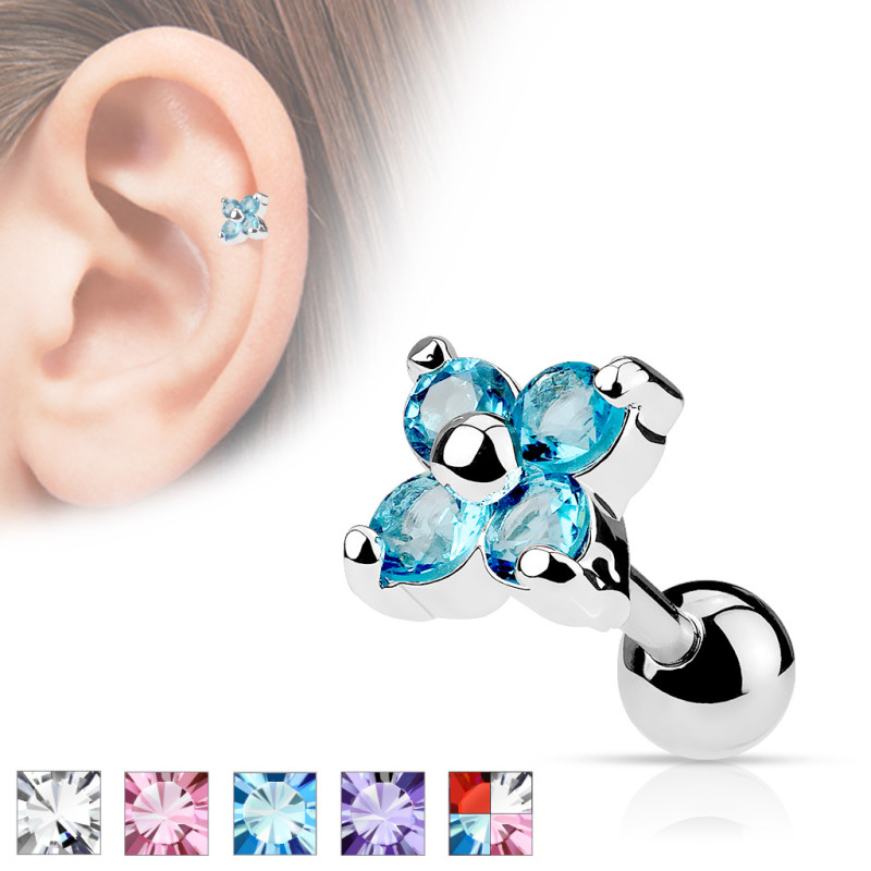 Piercing oreille cartilage fleur en acier chirurgical