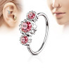 Piercing anneau nez 3 cristaux en acier rose