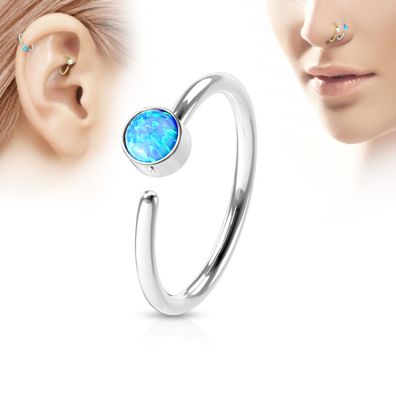 Piercing Nez Opale Bleue ZS - 5-9 Pièces 20g, Acier Chirurgical, Forme L, Couleurs Variées