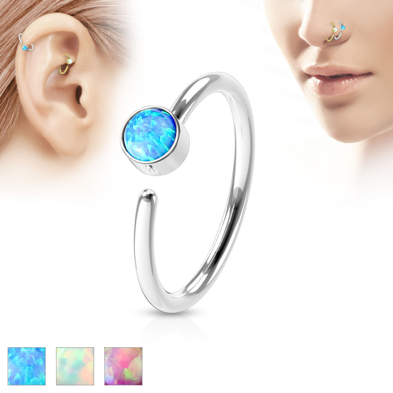 Piercing anneau nez pierre opale