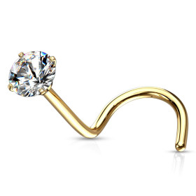 Piercing nez courbé strass griffé de 3mm