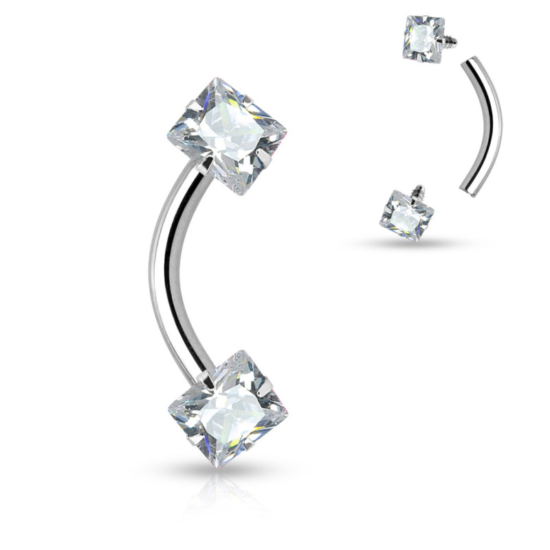 Piercing arcade carré CZ 3mm