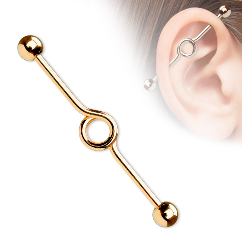 Piercing industriel spirale plat or rose