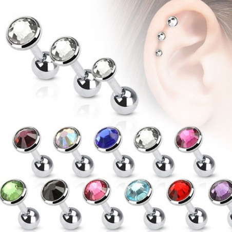 Piercing Oreille Simple Cristal Blanc en acier chirurgical