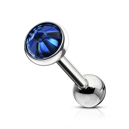 Piercing Oreille strass couleur bleu