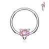 Piercing anneau motif cœur cristal oxyde de zirconium couleur rose pour piercing nombril piercing téton génital pour femme