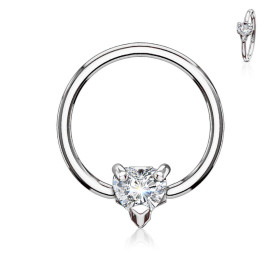 Piercing anneau motif cœur cristal oxyde de zirconium couleur blanc pour piercing nombril piercing téton génital pour femme