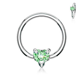 Piercing anneau motif cœur cristal oxyde de zirconium couleur vert pour piercing nombril piercing téton génital pour femme