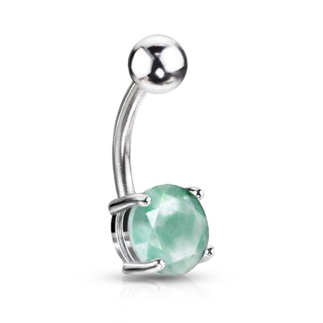 Piercing nombril acier chirurgical pierre naturel semi-précieuse Amazonite